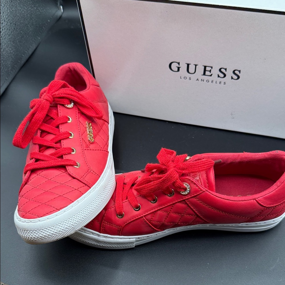 GUESS Women's Quilted Red Sneakers